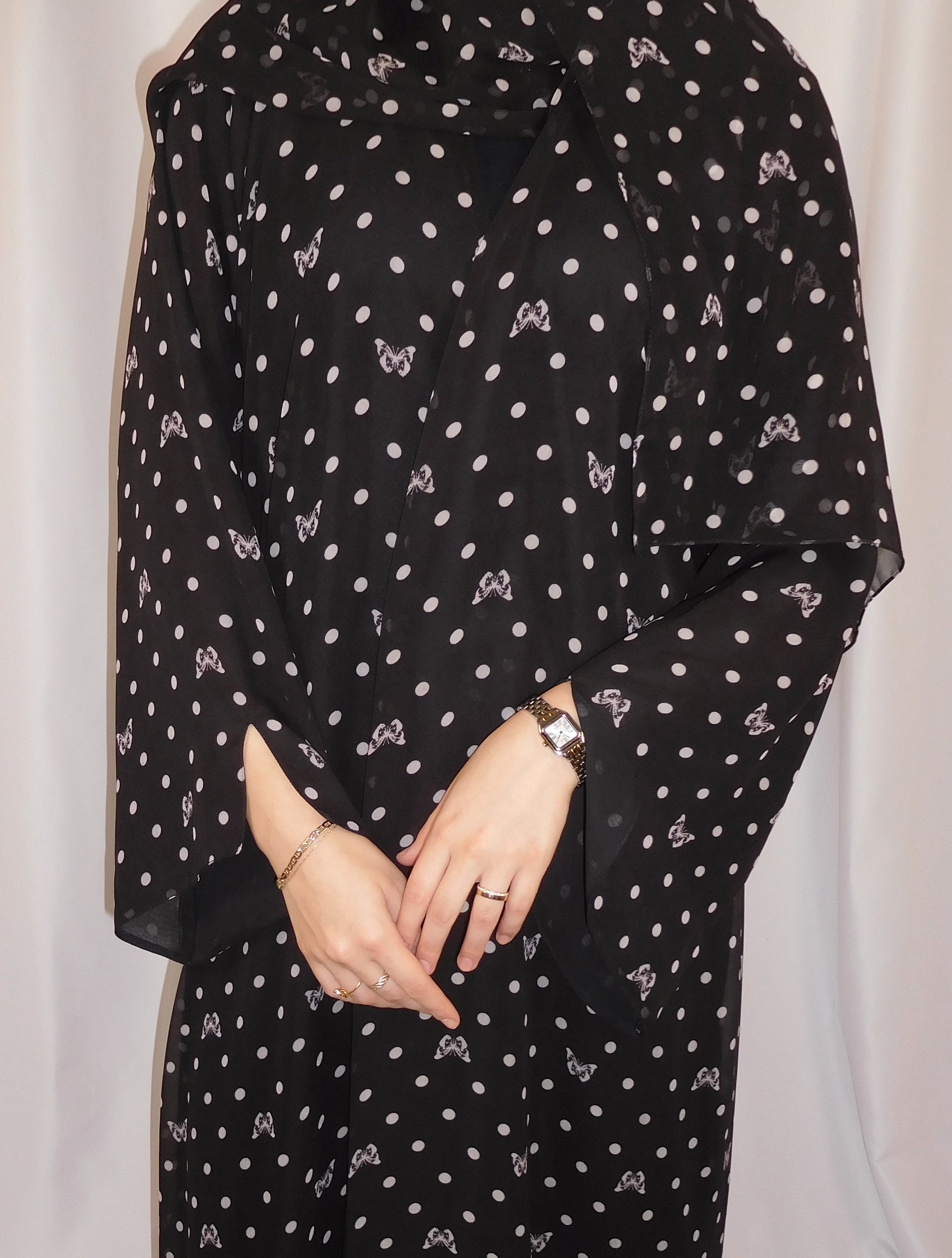 Butterfly Dotted Print Abaya