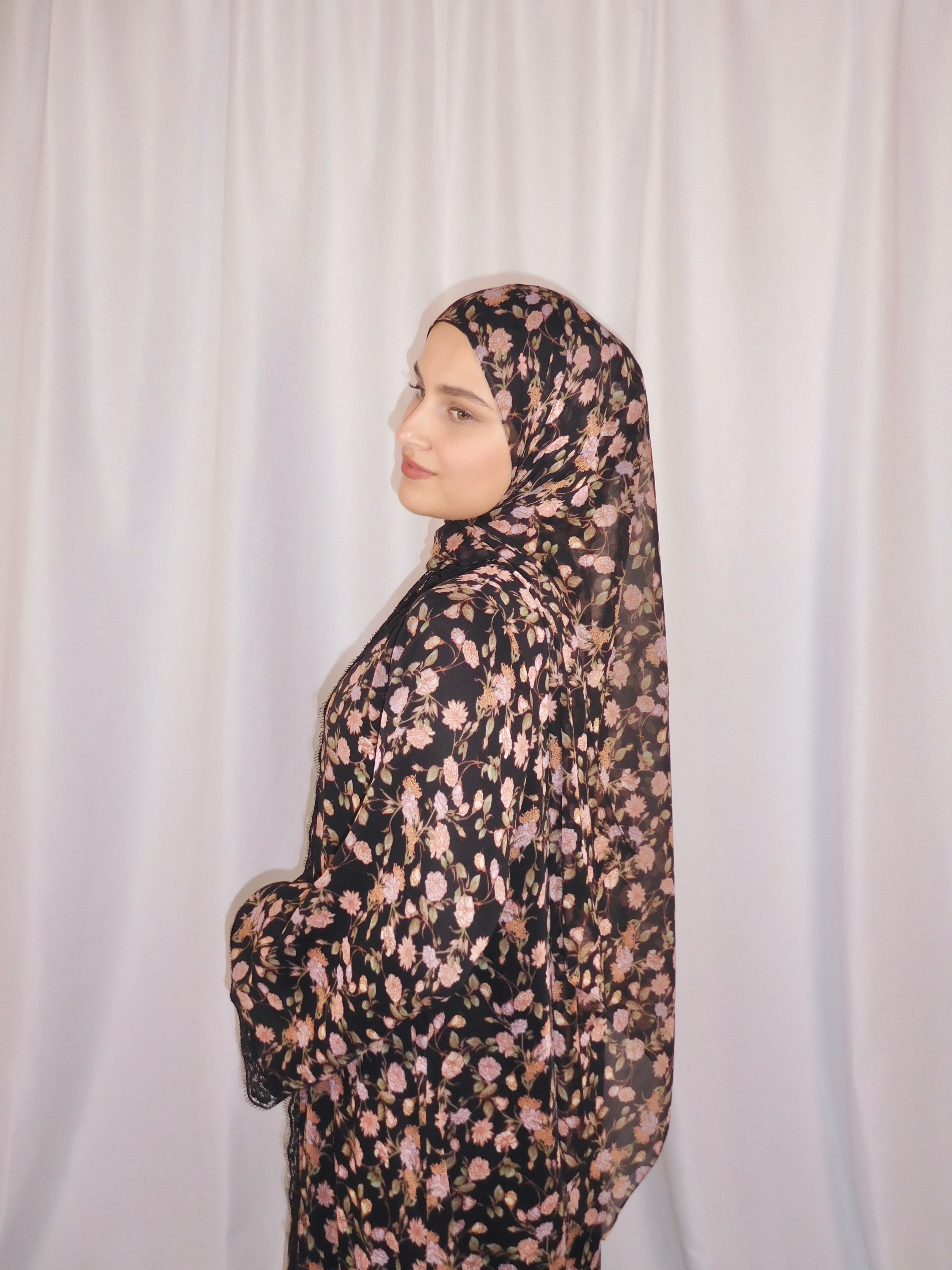 Wildflower Lace Print Abaya