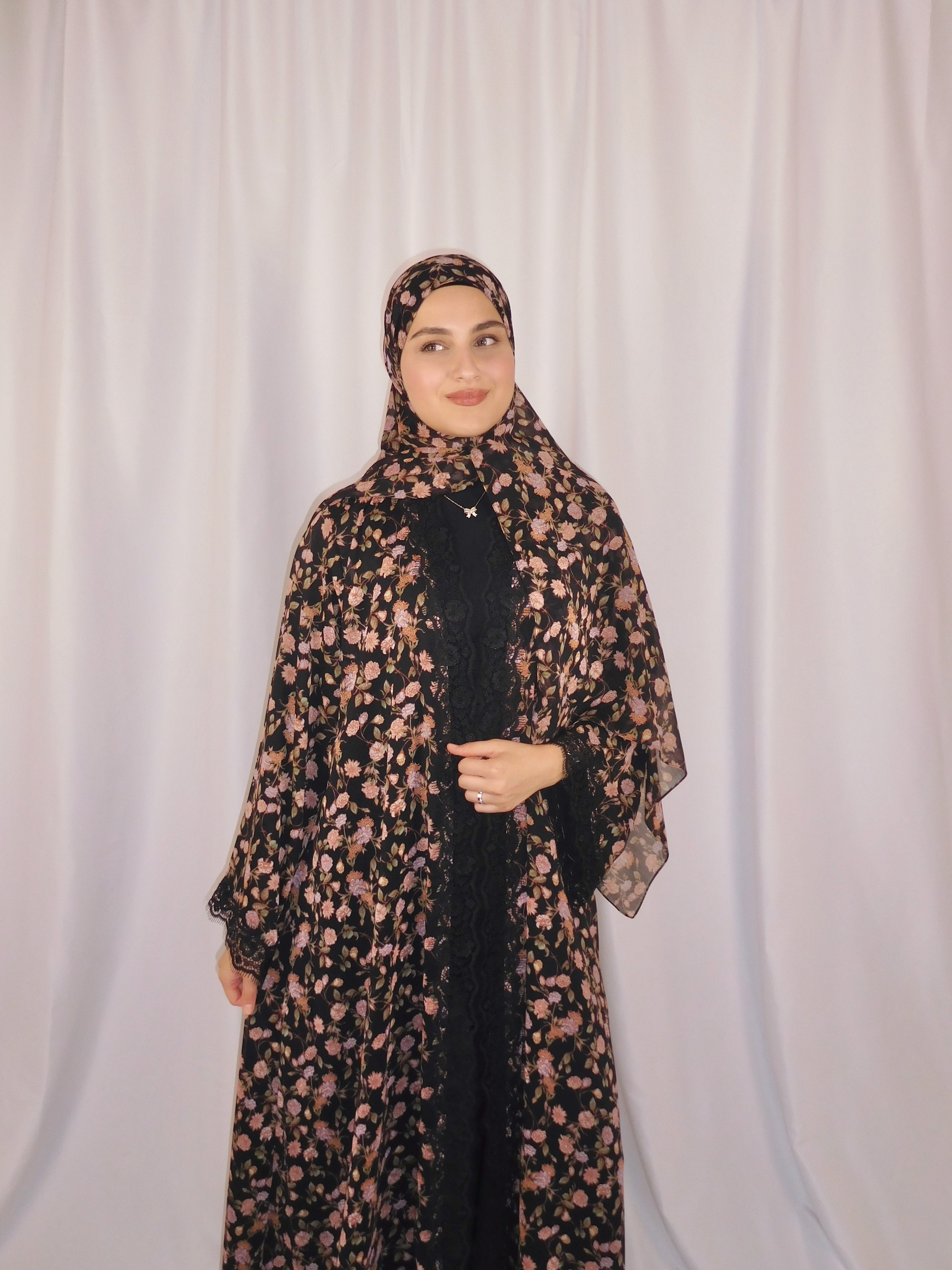 Wildflower Lace Print Abaya