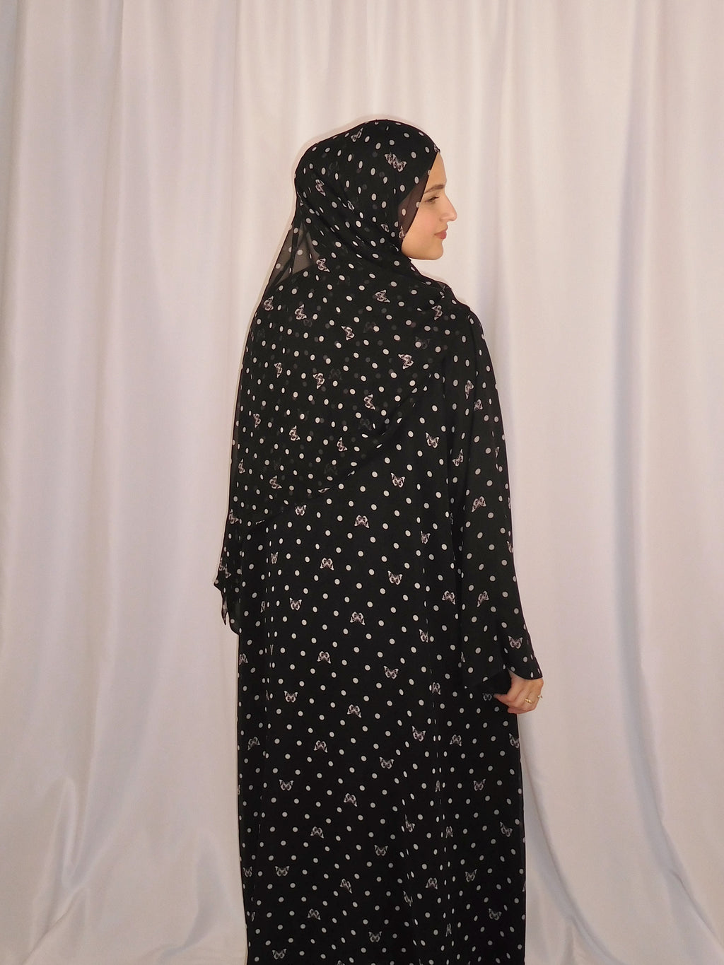 Butterfly Dotted Print Abaya