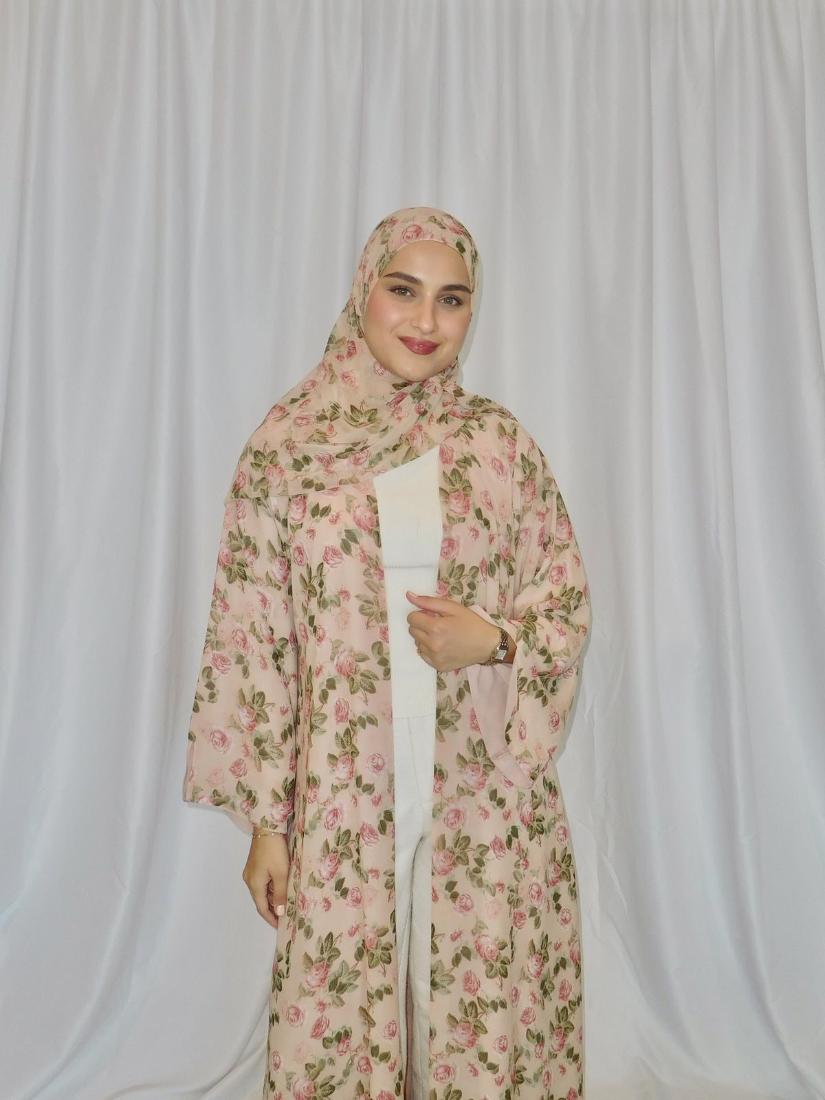 Rosette Print Abaya