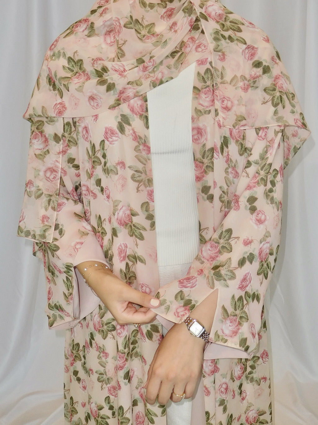 Rosette Print Abaya