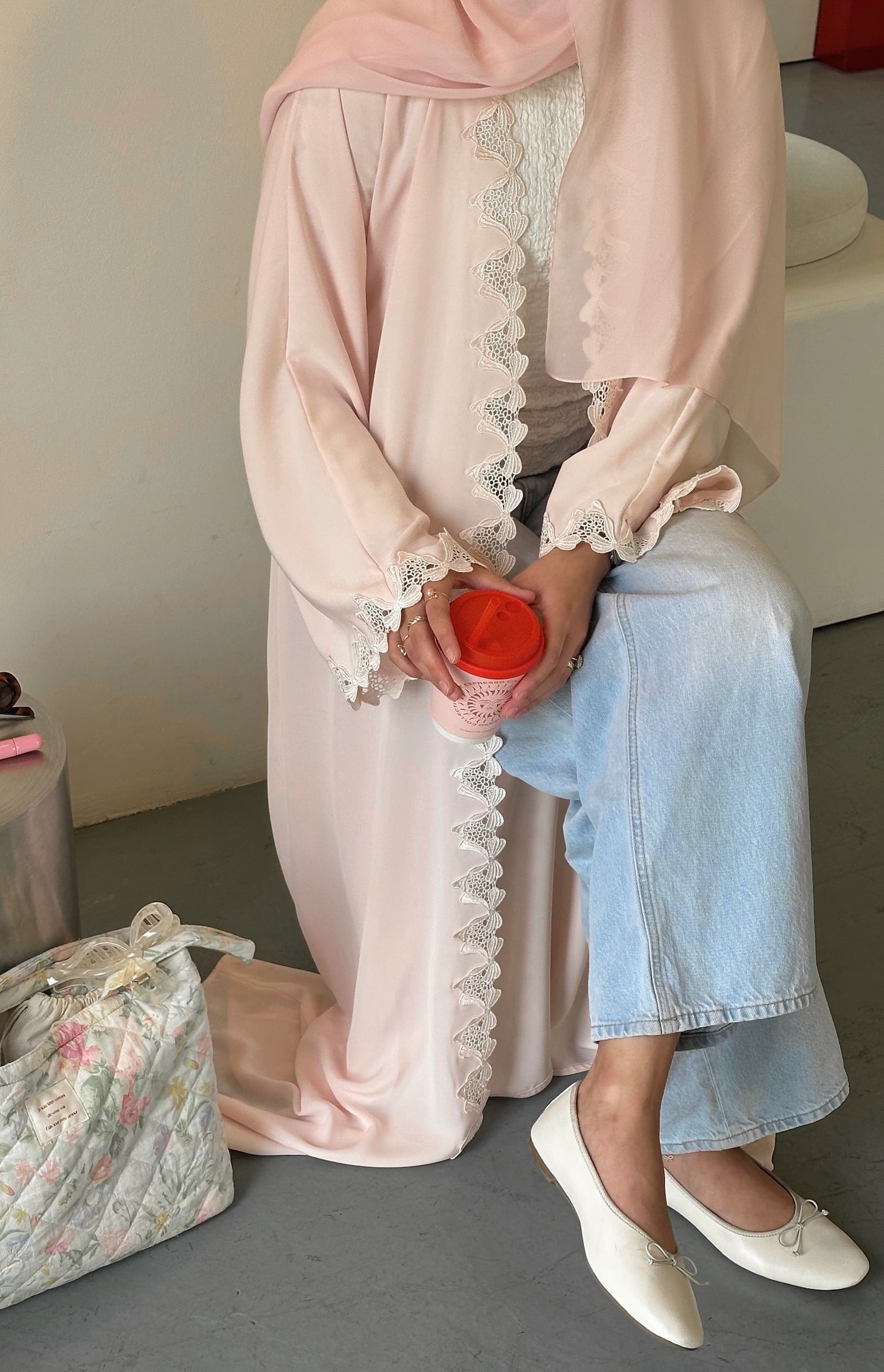 The Chérie Abaya - Petal Pink
