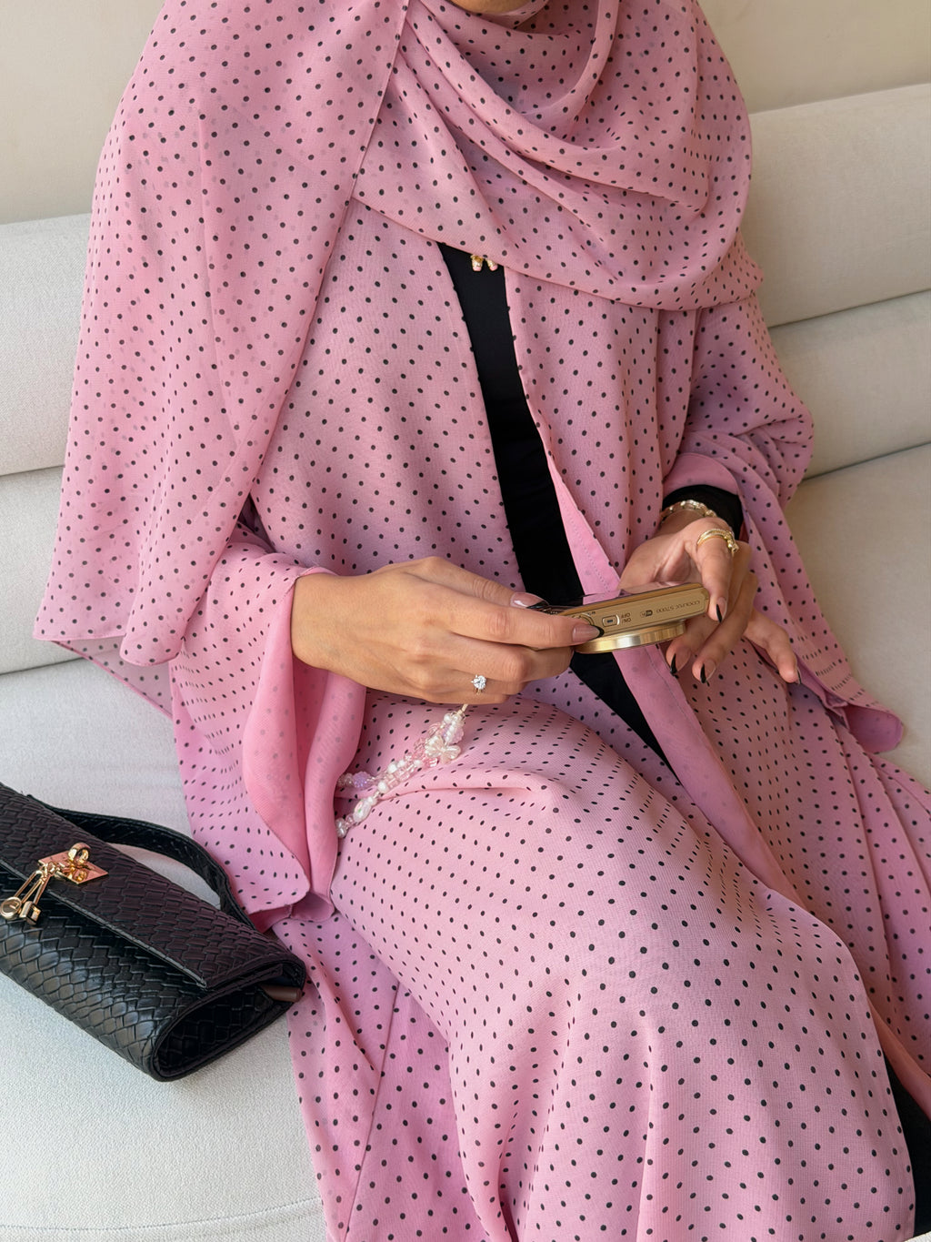Orchid Dotted Print Abaya