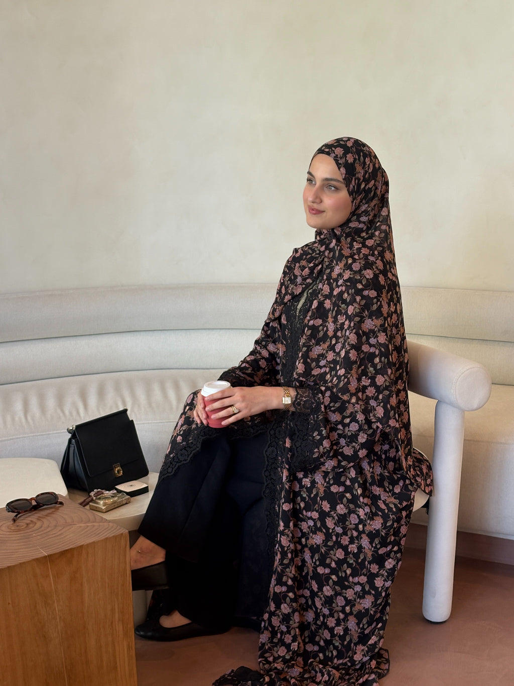 Wildflower Lace Print Abaya