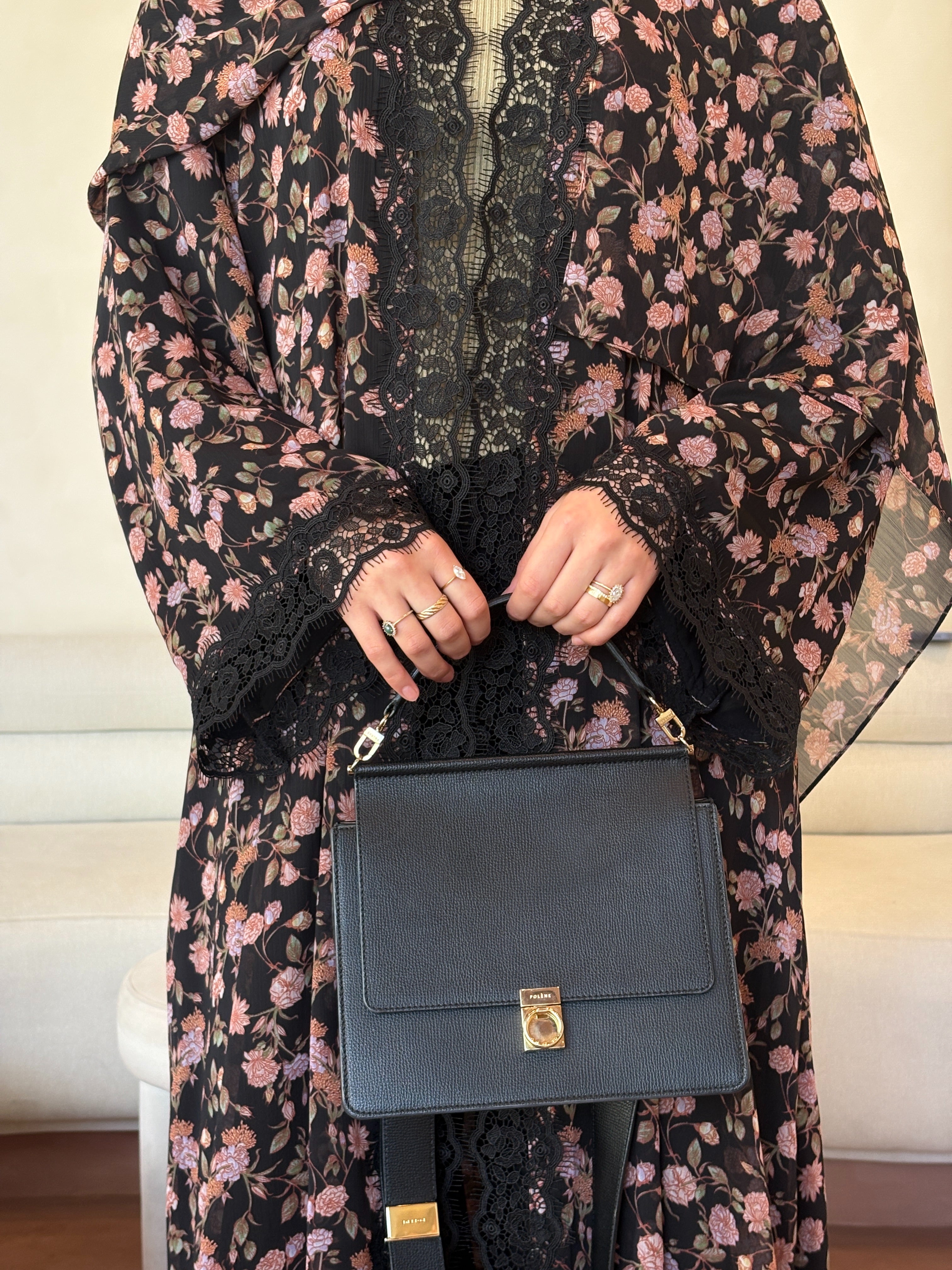 Wildflower Lace Print Abaya