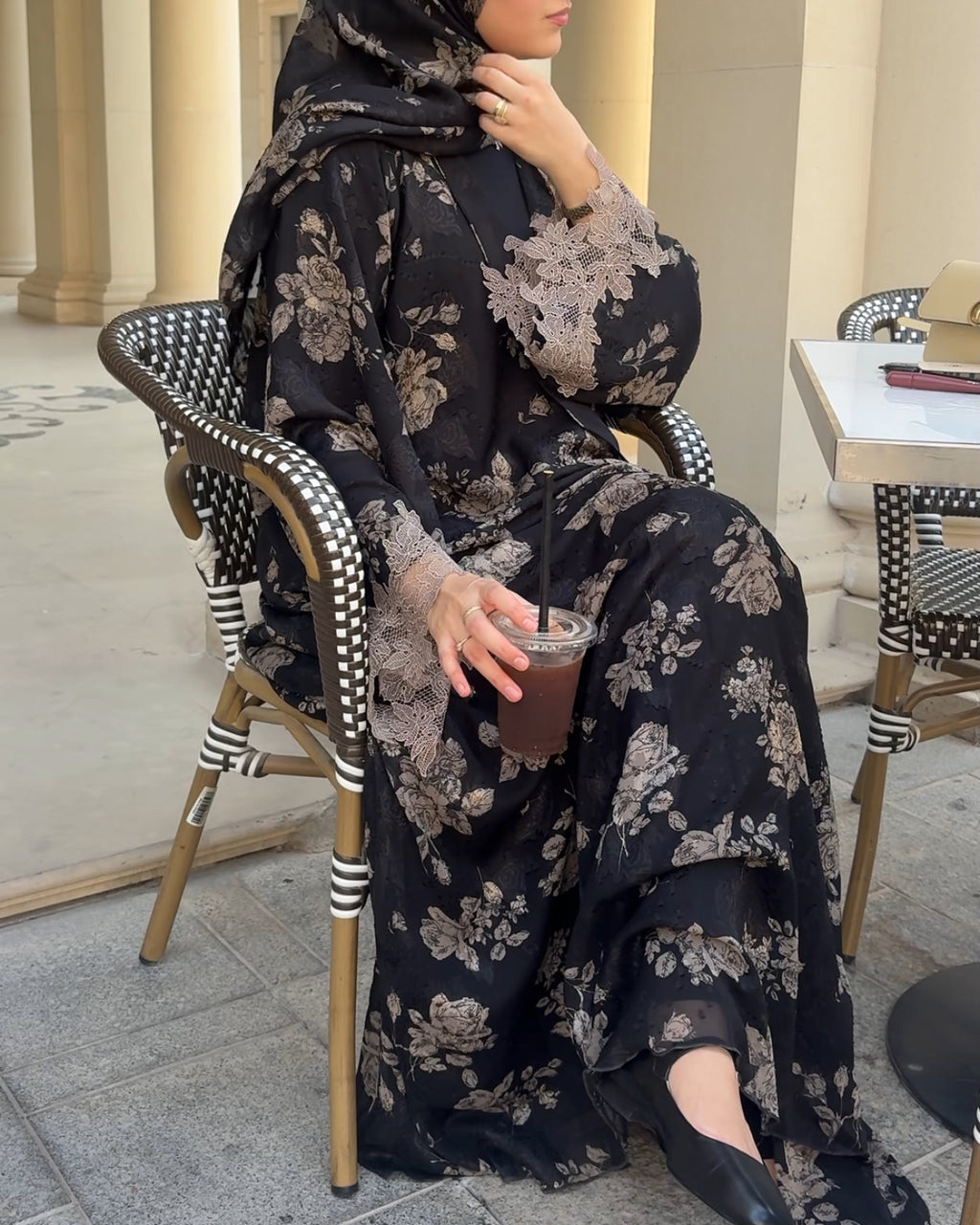Rosalie Noir Print Abaya